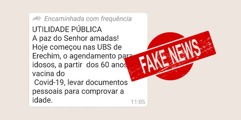  Aten??o para circula??o de fake news sobre a vacina da Covid em Erechim