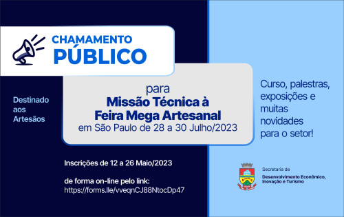 Prefeitura abre chamamento público para Missão Técnica à Mega Artesanal em São Paulo