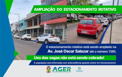 Estacionamento rotativo est? sendo ampliado na avenida Jos? Oscar Salazar