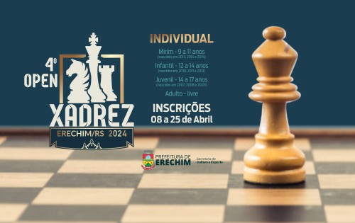 Inscrições abertas para o 4º Open de Xadrez Individual 