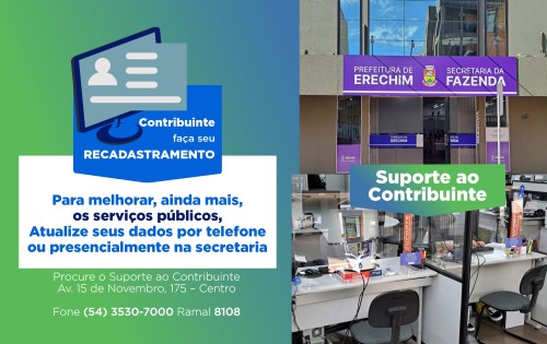 Secretaria da Fazenda vai realizar o recadastramento dos contribuintes para efici?ncia dos servi?os p?blicos